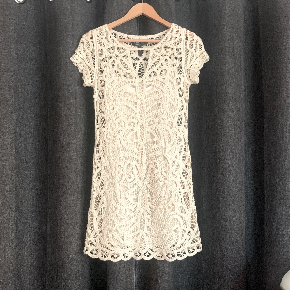 BCBGMAXAZRIA crochet mini dress